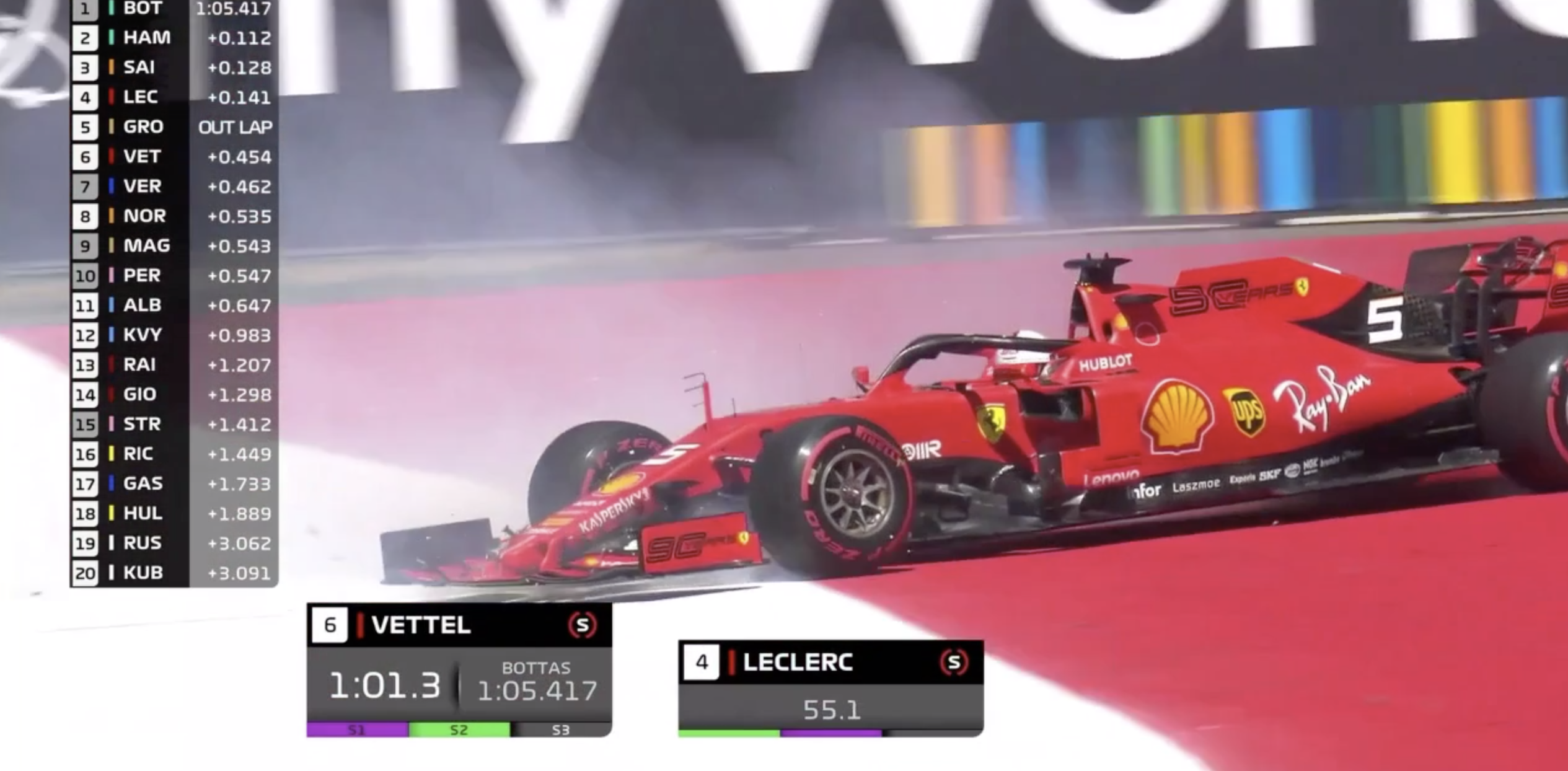 VÍDEO: Saída de pista de Sebastian Vettel na curva 10